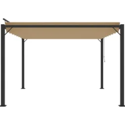Moderne pavillon med lameltag 3x3 m - Robust aluminiumsramme | Farve: Gråbrun