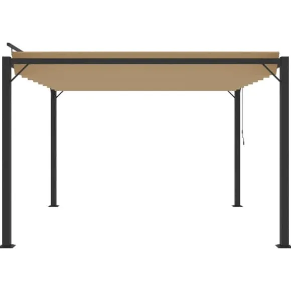 Moderne pavillon med lameltag 3x3 m - Robust aluminiumsramme | Farve: Gråbrun