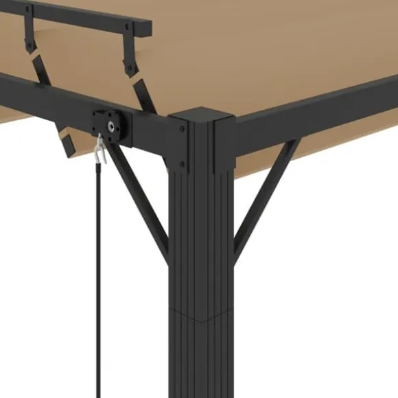 Moderne pavillon med lameltag 3x3 m - Robust aluminiumsramme | Farve: Gråbrun