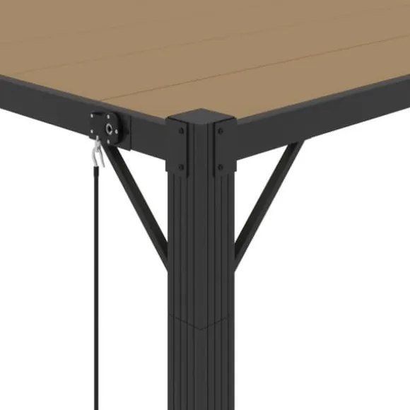 Moderne pavillon med lameltag 3x3 m - Robust aluminiumsramme | Farve: Gråbrun
