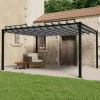 Moderne pavillon med lameltag 3x4 m i aluminium og stof | Farve: Antracitgrå