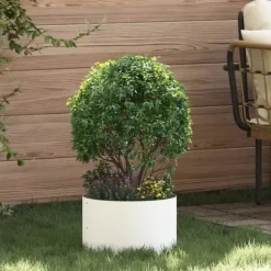 Moderne plante stativ i holdbart stål til indendørs og udendørs brug | Farve: Hvid | Størrelse: 30 x 30 x 20 cm