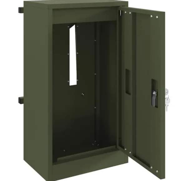 Moderne postkasse i stål - Rektangulær olivengrøn | Størrelse: 30x23x55 cm