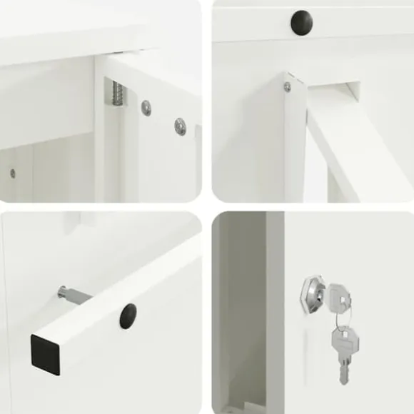 Moderne postkasse i stål - Rektangulær design | Farve: Hvid | Størrelse: 30x23x55 cm