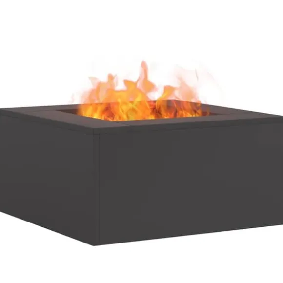 Moderne rektangulært bålsted i koldvalset stål | Størrelse: 60x60x30 cm | Farve: Sort