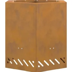 Moderne sekskantet bålfad i forvitret stål - 48x48x51 cm | Farve: Brun