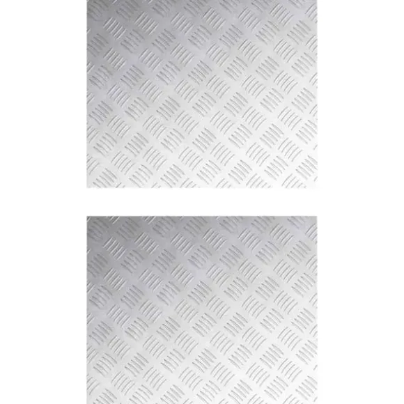 Moderne Skridsikre Aluminium Checker Plader - 2 Stk | Størrelse: 60x50 cm | Farve: Sølv