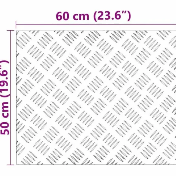 Moderne Skridsikre Aluminium Checker Plader - 2 Stk | Størrelse: 60x50 cm | Farve: Sølv