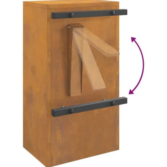 Moderne stål postkasse - Rektangulær design | Farve: Rusten | Størrelse: 30x23x55 cm
