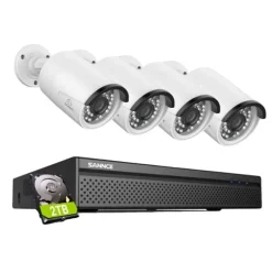 8MP CCTV Overvågningssystem, PoE, Smart Detektion, To-Vejs Lyd,4 stykker 2TB