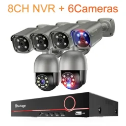 8MP Sikkerhedskamerasystem, Natvision, AI Detektion, To-Vejs Lyd,