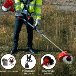 Multiværktøj 5 i 1 til havehækkeklipper Lang rækkevidde hækkeklipper Græstrimmer Buskrydder Motorsav Benzin GRATIS sikkerhedsudstyr