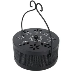 Myggespiralholder Metal Askeholder Rund Bærbar Spiral Røgelsesboks (Sort)