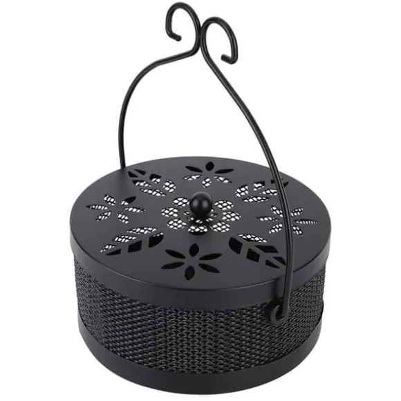 Myggespiralholder Metal Askeholder Rund Bærbar Spiral Røgelsesboks (Sort)