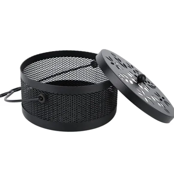 Myggespiralholder Metal Askeholder Rund Bærbar Spiral Røgelsesboks (Sort)