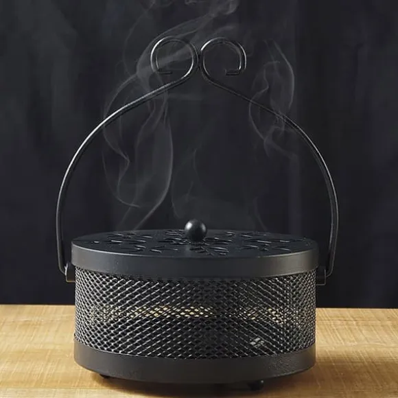 Myggespiralholder Metal Askeholder Rund Bærbar Spiral Røgelsesboks (Sort)