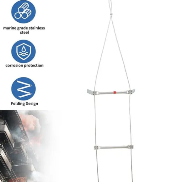 Nødsituation brandstige, 5m længde, 200kg belastningskapacitet, 2,35kg vægt, aluminiumlegering, kompakt design