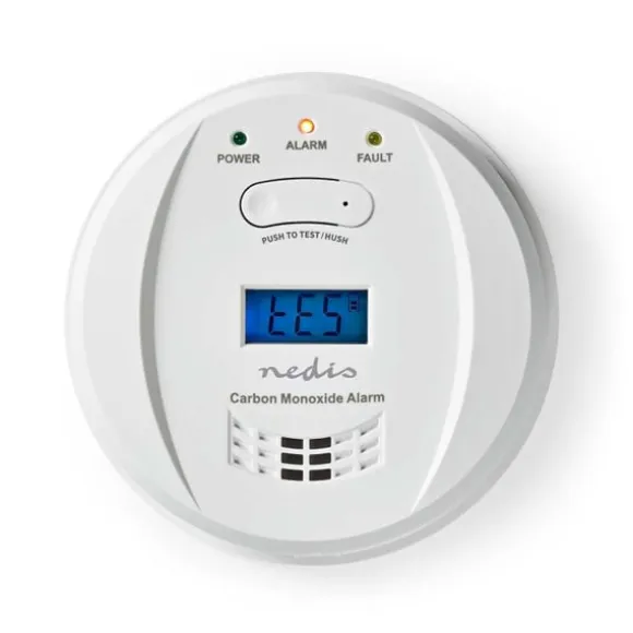 Nedis Kulilte alarm | Batteri | Batteri levetid op til: 5 År | Hush / mute-funktion | Med testknap | 85 dB | Hvid