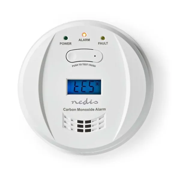 Nedis Kulilte alarm | Batteri | Batteri levetid op til: 5 År | Hush / mute-funktion | Med testknap | 85 dB | Hvid