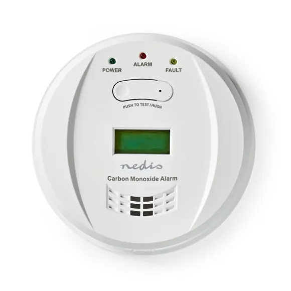 Nedis Kulilte alarm | Batteri | Batteri levetid op til: 5 År | Hush / mute-funktion | Med testknap | 85 dB | Hvid