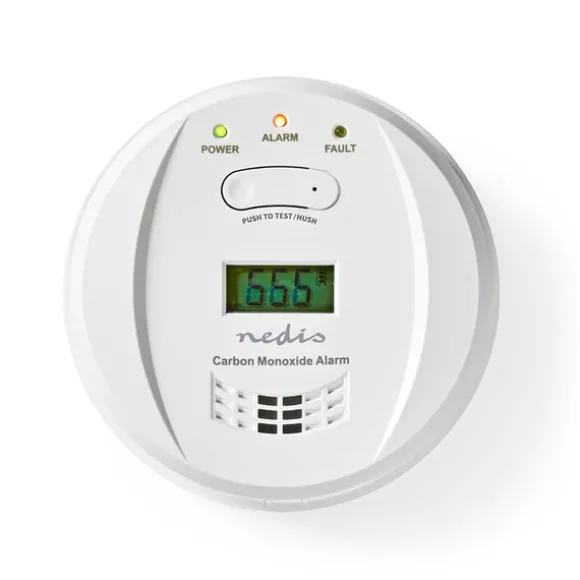 Nedis Kulilte alarm | Batteri | Batteri levetid op til: 5 År | Hush / mute-funktion | Med testknap | 85 dB | Hvid