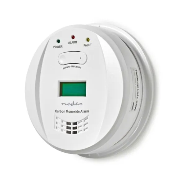 Nedis Kulilte alarm | Batteri | Batteri levetid op til: 5 År | Hush / mute-funktion | Med testknap | 85 dB | Hvid