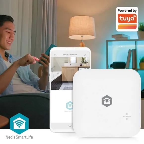 Nedis SmartLife Vand Detektor | Wi-Fi | Batteri | Udvidelse inkluderet | Maks. batteritid: 24 Måned | 80 dB | Hvid