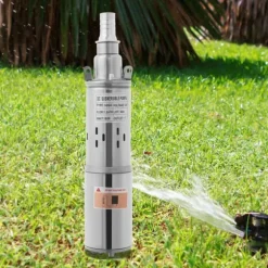 Nedsænkelig dybbrøndspumpe - 12V solpumpe - 180 W - Løftehøjde 30 m - Rustfrit stål - Vanding & have - EU-stik