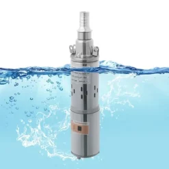 Nedsænkelig dybbrøndspumpe - 12V solpumpe - 180 W - Løftehøjde 30 m - Rustfrit stål - Vanding & have - EU-stik