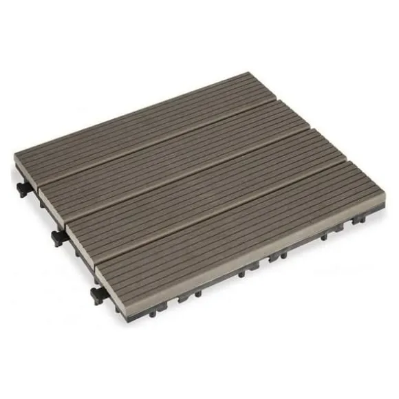 Nestable Tile Ibergarden Sort Træ Polyetylen Sammensat 30 x 2,6 x 30 cm