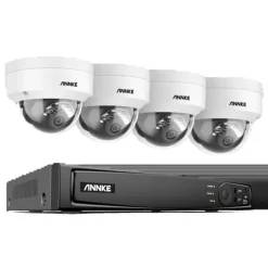 Netværk Video Sikkerhedssystem, 8MP Ultra HD Opløsning, H.265+ Video Komprimering,8CH NVR 4 stk. Kamera, Ingen