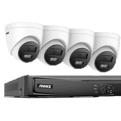 Netværk Video Sikkerhedssystem, 8MP Ultra HD Opløsning, H.265+ Video Komprimering,8CH NVR 4 stk. Kamera-a, Ingen