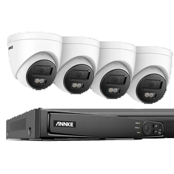 Netværk Video Sikkerhedssystem, 8MP Ultra HD Opløsning, H.265+ Video Komprimering,8CH NVR 4 stk. Kamera-a, Ingen
