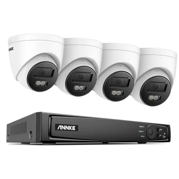 Netværk Video Sikkerhedssystem, 8MP Ultra HD Opløsning, H.265+ Video Komprimering,8CH NVR 4 stk. Kamera-a, Ingen