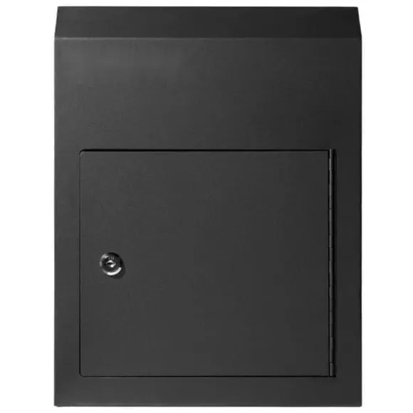 Nøgleafleveringsboks 12x6x16" med 1,8"12" nøglelås, sikker postkasse, sort, nem installation