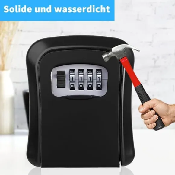 Nøgleskab med digital kode, eksternt nøgleskab, vægmonteret nøgleboks med 4-cifret kode, eksternt nøgleskab, nøgleskjul, nøgleskab, nøgleskab, sort n | CDON