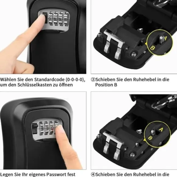 Nøgleskab med digital kode, eksternt nøgleskab, vægmonteret nøgleboks med 4-cifret kode, eksternt nøgleskab, nøgleskjul, nøgleskab, nøgleskab, sort n | CDON