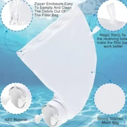 OBOSOE 2 Nylon Pool Filter Poser med Lynlås + 10 Sort Sponge Filter Dele - Reservedele til Polaris 280/480 Pool Robot
