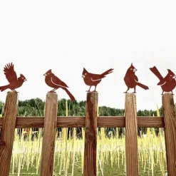 OBOSOE 5 stk Rust Bird Detaljer – Metal Havedekoration, Udendørs Ornamenter & Stor Havekunst | Perfekt gave