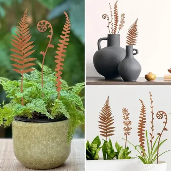 OBOSOE dekorative metalhavestøtter - Bregneplantestøtte metalblomster til udendørs havedekoration