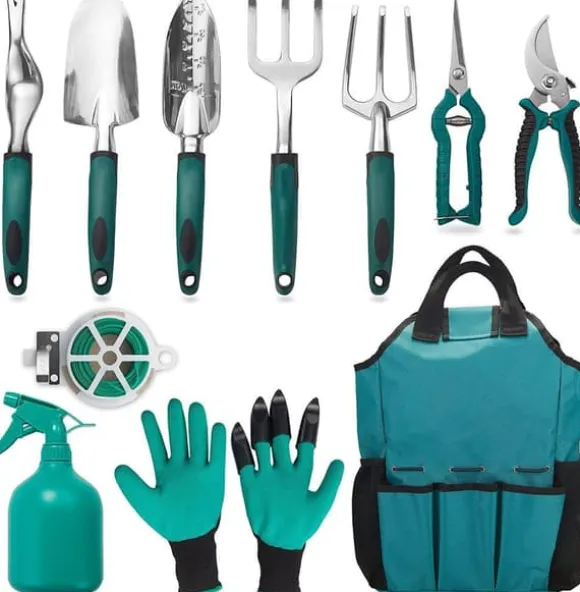 OBOSOE 11-delt haveværktøjssæt i aluminium – robust haveredskab med ergonomisk greb