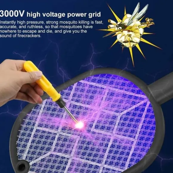 OBOSOE elektrisk myggeketcher, fluesmækker ketcher genopladelig bug zapper ketcher myggefælde lys genopladelig myggefælde lys