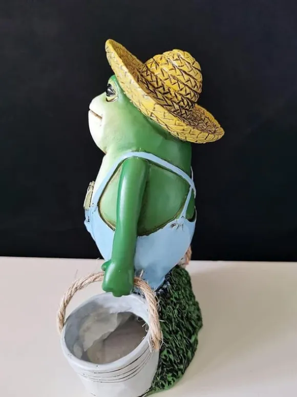 OBOSOE Frøstatue til Havedekoration - Antik Holding Blomsterpotter Til Gårdsdekoration - Dyr Samlerobjekt og Installerbar Håndværksharpiks