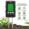 OBOSOE 6-i-1 digital jordtester – LCD-skærm med baggrundsbelysning, måler fugtighed, pH, temperatur, sollys, fugtighed, næringsstoffer