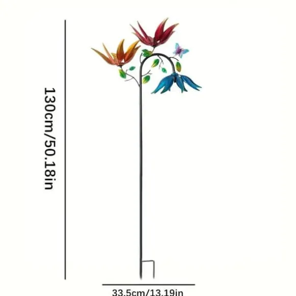 OBOSOE Lykkeblomst Vindmølle - Farverig Havepyramide i Metal | Strømfri Udendørs Dekoration til Have & Terrasse | Mors Dag-gave i Art Deco-stil