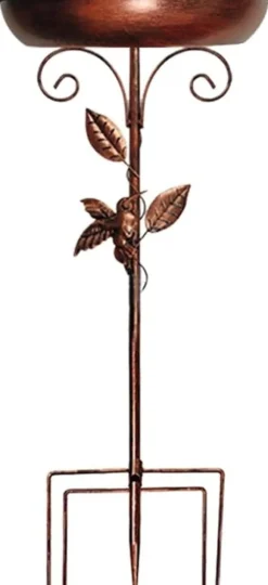 OBOSOE Metal Fuglebad 76 cm – Stabil 5-delt base og aftagelig stang, vintage design til have, terrasse og græsplæne