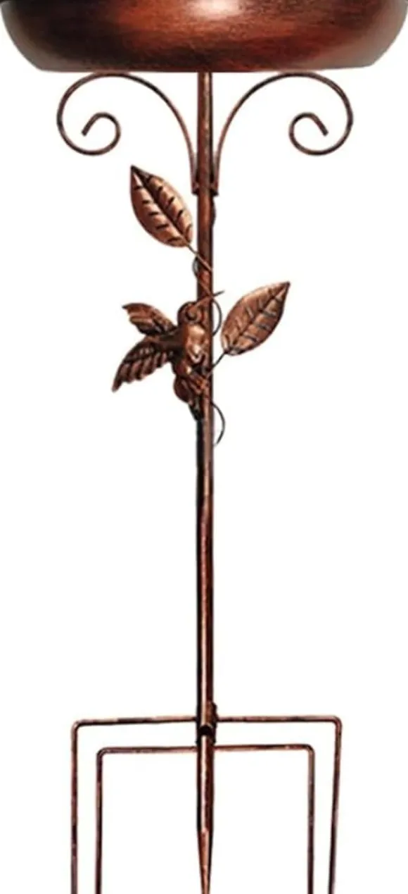 OBOSOE Metal Fuglebad 76 cm – Stabil 5-delt base og aftagelig stang, vintage design til have, terrasse og græsplæne
