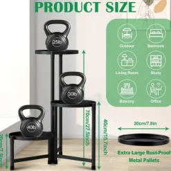 OBOSOE Metal Plant Rack 3-Level – Urtepottehylde til indendørs og udendørs (balkon, stue, kontor)
