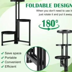 OBOSOE Metal Plant Rack 3-Level – Urtepottehylde til indendørs og udendørs (balkon, stue, kontor)