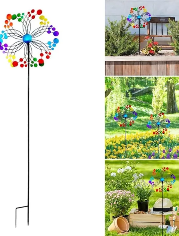 OBOSOE Metal Wind Chime – 3D Kinetisk Roterende Vindmølle til Have, Altan & Terrasse, Batterifri